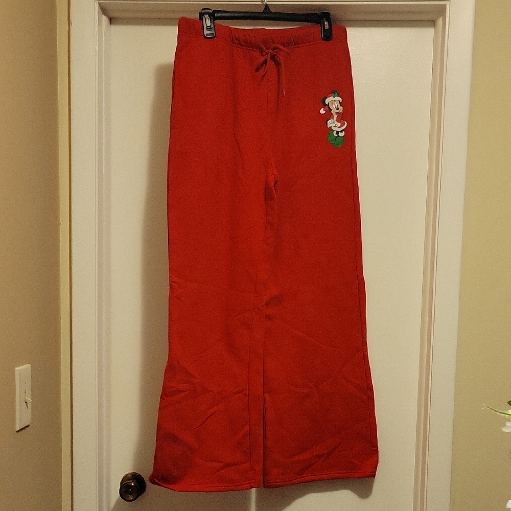 NWT: Disney Minnie Mouse Mrs. Claus Wide Leg Sweatpants